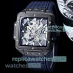 Best Replica Hublot Square Bang Unico Auto Blacksteel Blue Rubber Strap 42mm